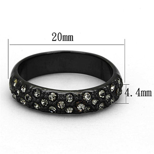 Alamode TIN Cobalt Black Brass Ring with Top Grade Crystal in Black Diamond - Alamode - Flyclothing LLC