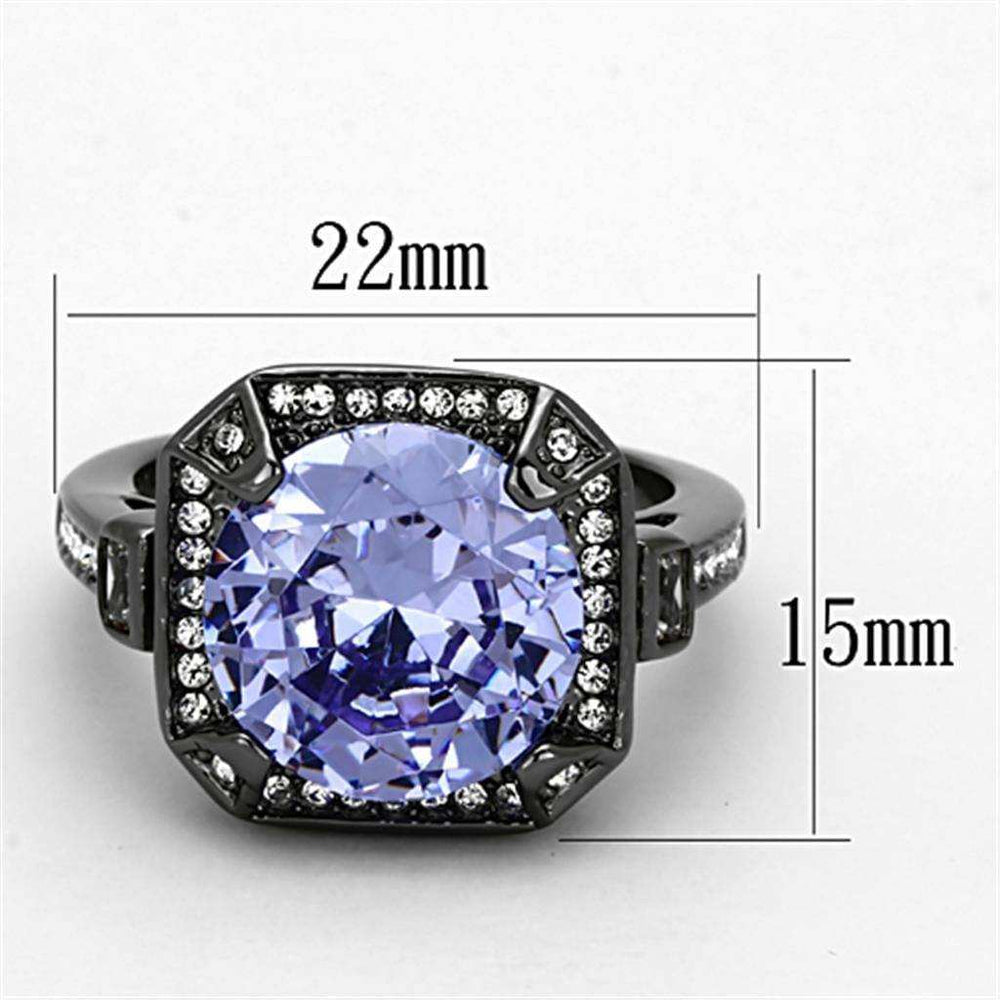 Alamode Ruthenium Brass Ring with AAA Grade CZ in Tanzanite - Alamode - Flyclothing LLC
