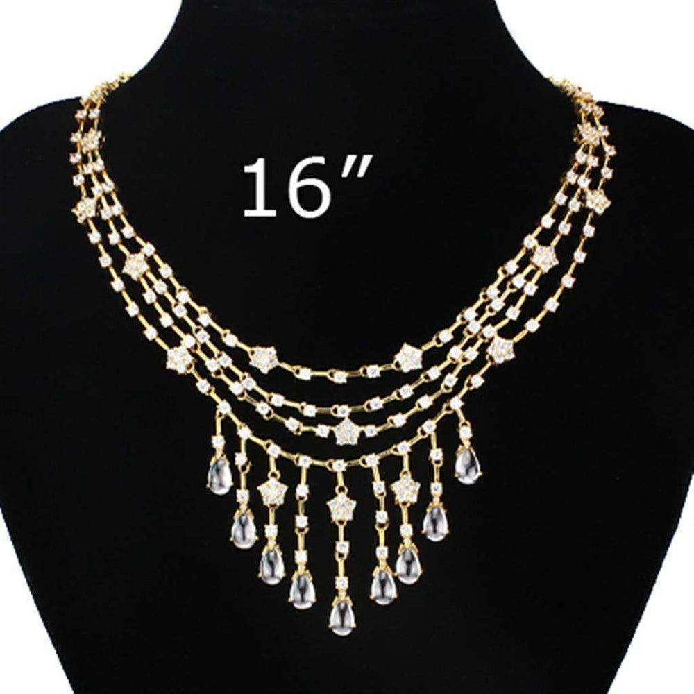 Alamode Gold Brass Jewelry Sets with AAA Grade CZ in Clear - Alamode - Flyclothing LLC