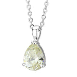 Alamode Rhodium Brass Chain Pendant with AAA Grade CZ in Citrine Yellow - Alamode - Flyclothing LLC