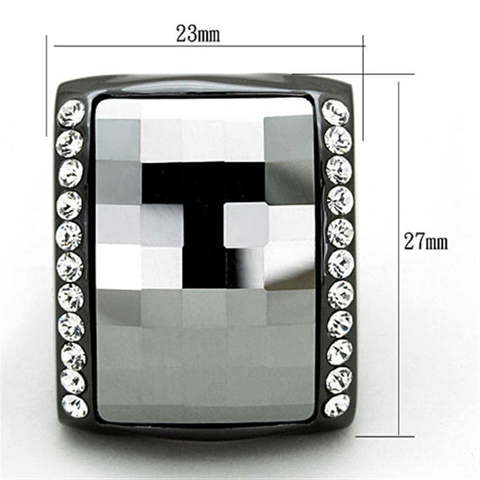 Alamode TIN Cobalt Black Brass Ring with Top Grade Crystal in Black Diamond - Alamode - Flyclothing LLC