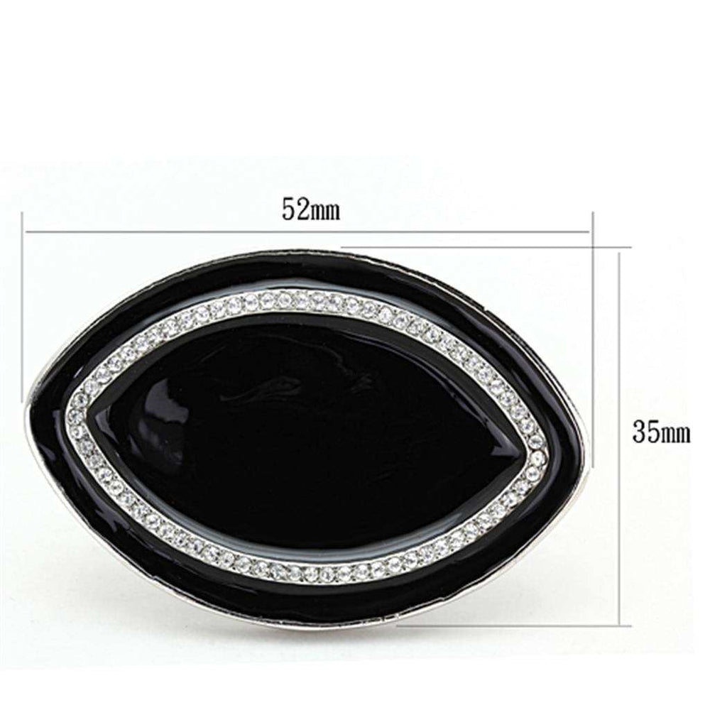 Alamode Rhodium Brass Ring with Top Grade Crystal in Clear - Alamode - Flyclothing LLC