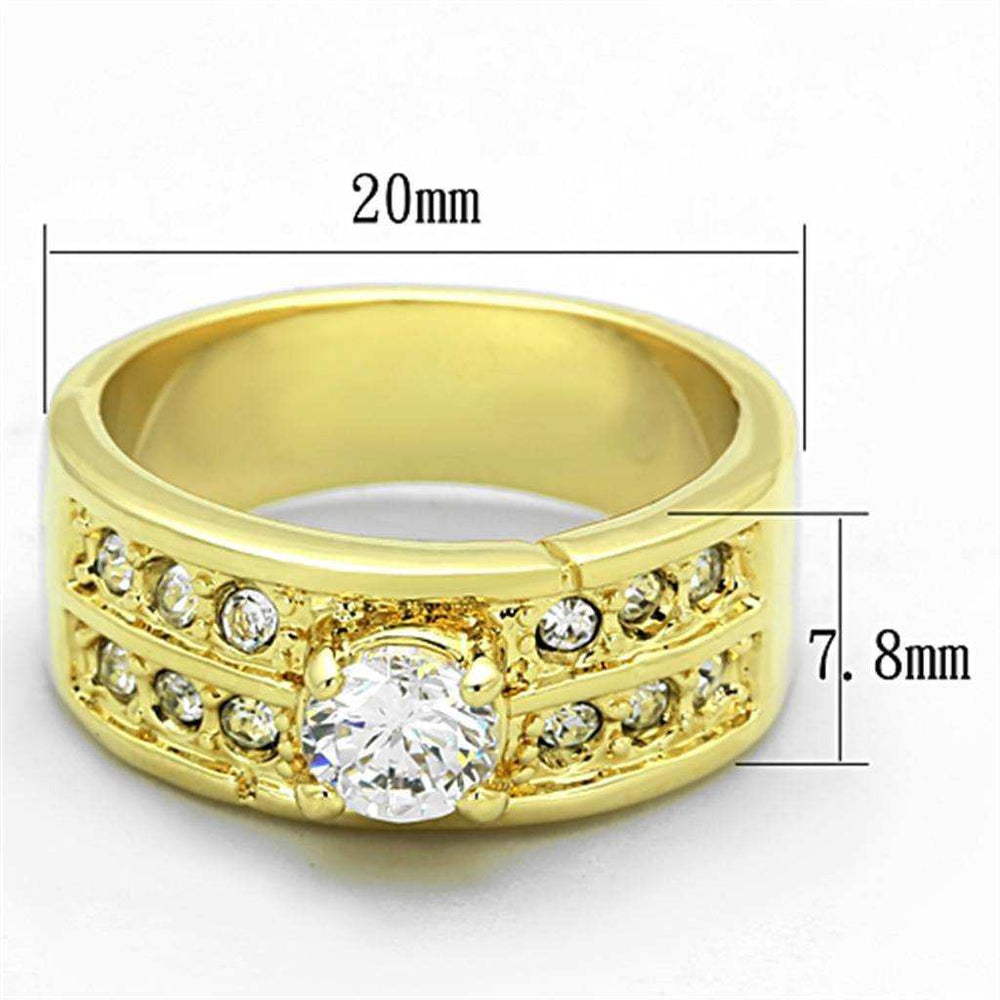 Alamode Gold Brass Ring with AAA Grade CZ in Clear - Alamode - Flyclothing LLC