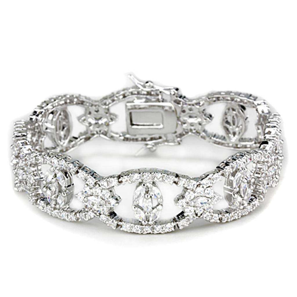 Alamode Rhodium Brass Jewelry Sets with AAA Grade CZ in Clear - Alamode - Flyclothing LLC