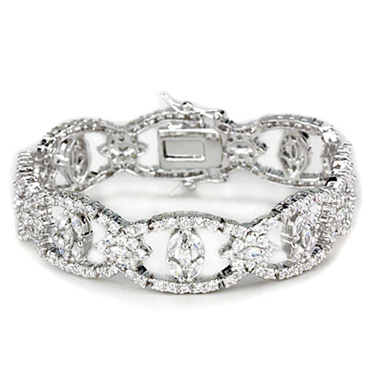 Alamode Rhodium Brass Jewelry Sets with AAA Grade CZ in Clear - Alamode - Flyclothing LLC