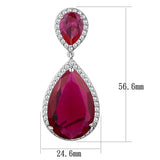 Alamode Rhodium Brass Earrings with AAA Grade CZ in Ruby - Alamode - Flyclothing LLC