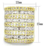 Alamode Gold Brass Ring with AAA Grade CZ in Clear - Alamode - Flyclothing LLC