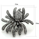 Alamode Rhodium Brass Ring with Top Grade Crystal in Clear - Alamode - Flyclothing LLC