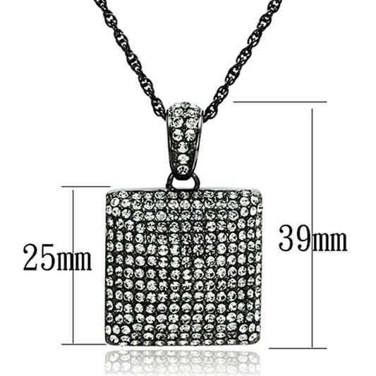 Alamode TIN Cobalt Black Brass Chain Pendant with Top Grade Crystal in Black Diamond - Alamode - Flyclothing LLC