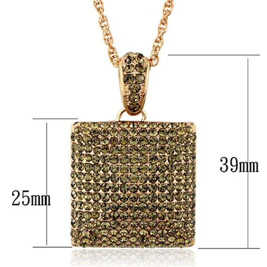 Alamode Rose Gold Brass Chain Pendant with Top Grade Crystal in Smoked Quartz - Alamode - Flyclothing LLC