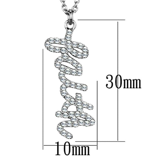 Alamode Rhodium Brass Chain Pendant with Top Grade Crystal in Clear - Alamode - Flyclothing LLC