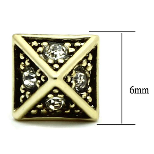 Alamode Flash Gold Brass Earrings with Top Grade Crystal in Clear - Alamode - Flyclothing LLC