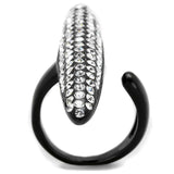 Alamode IP Black(Ion Plating) Stainless Steel Ring with Top Grade Crystal in Clear - Alamode - Flyclothing LLC