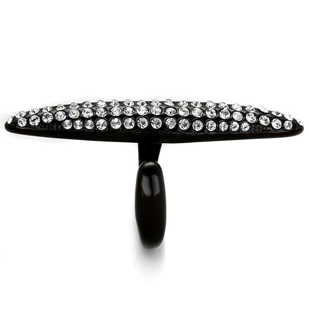 Alamode IP Black(Ion Plating) Stainless Steel Ring with Top Grade Crystal in Clear - Alamode - Flyclothing LLC