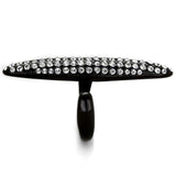 Alamode IP Black(Ion Plating) Stainless Steel Ring with Top Grade Crystal in Clear - Alamode - Flyclothing LLC