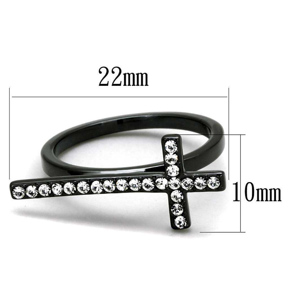 Alamode TIN Cobalt Black Brass Ring with Top Grade Crystal in Clear - Alamode - Flyclothing LLC