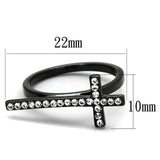 Alamode TIN Cobalt Black Brass Ring with Top Grade Crystal in Clear - Alamode - Flyclothing LLC