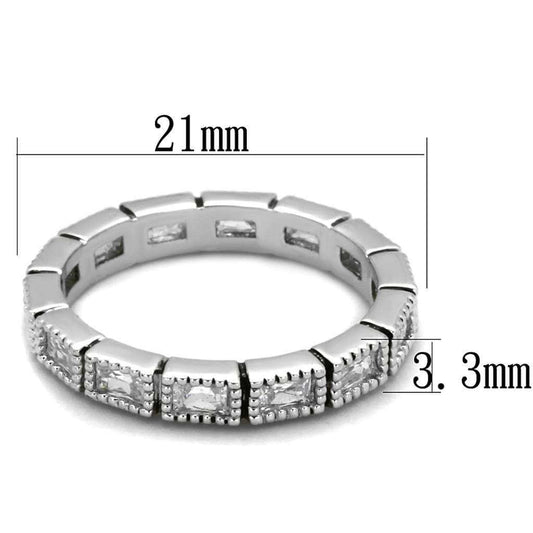 Alamode Rhodium Brass Ring with AAA Grade CZ in Clear - Alamode - Flyclothing LLC