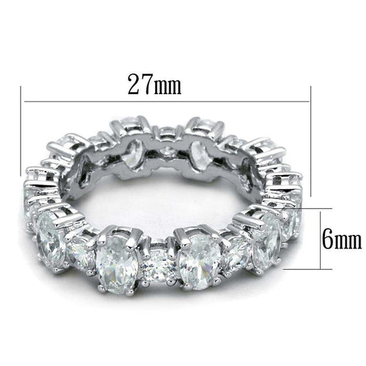 Alamode Rhodium Brass Ring with AAA Grade CZ in Clear - Alamode - Flyclothing LLC