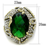 Alamode Flash Gold Brass Ring with Synthetic Synthetic Glass in Emerald - Alamode - Flyclothing LLC