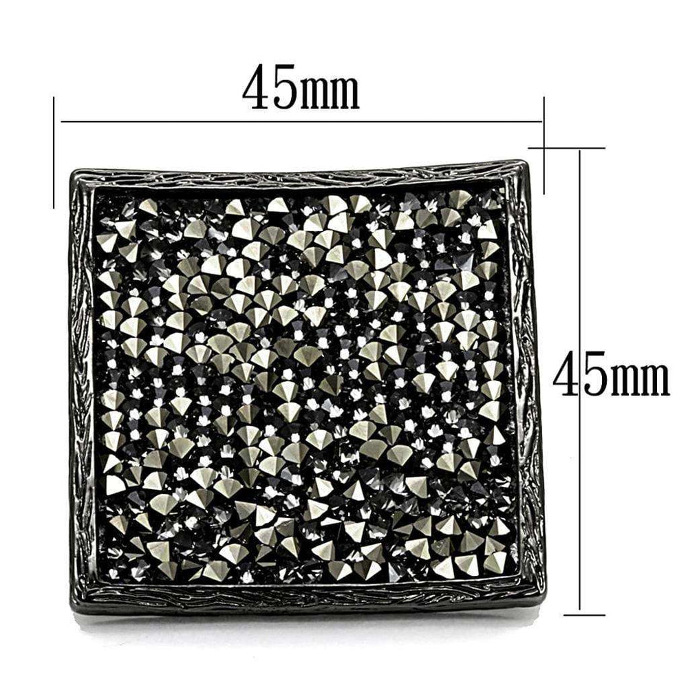 Alamode TIN Cobalt Black Brass Ring with Top Grade Crystal in Light Gray - Alamode - Flyclothing LLC