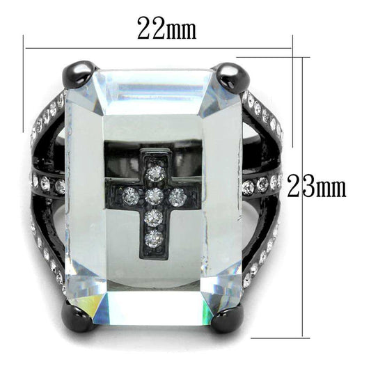 Alamode TIN Cobalt Black Brass Ring with AAA Grade CZ in Clear - Alamode - Flyclothing LLC
