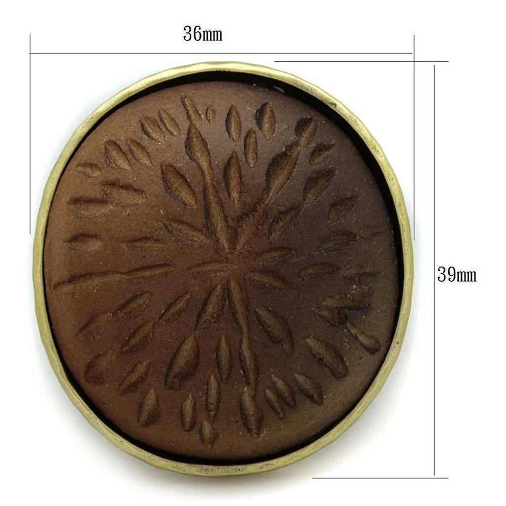 Alamode Antique Copper Brass Ring with Synthetic Synthetic Stone in Gray - Alamode - Flyclothing LLC