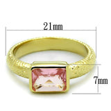 Alamode Gold Brass Ring with Synthetic Synthetic Glass in Rose - Alamode - Flyclothing LLC