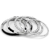Alamode High polished (no plating) Stainless Steel Bangle with AAA Grade CZ in Clear - Alamode - Flyclothing LLC