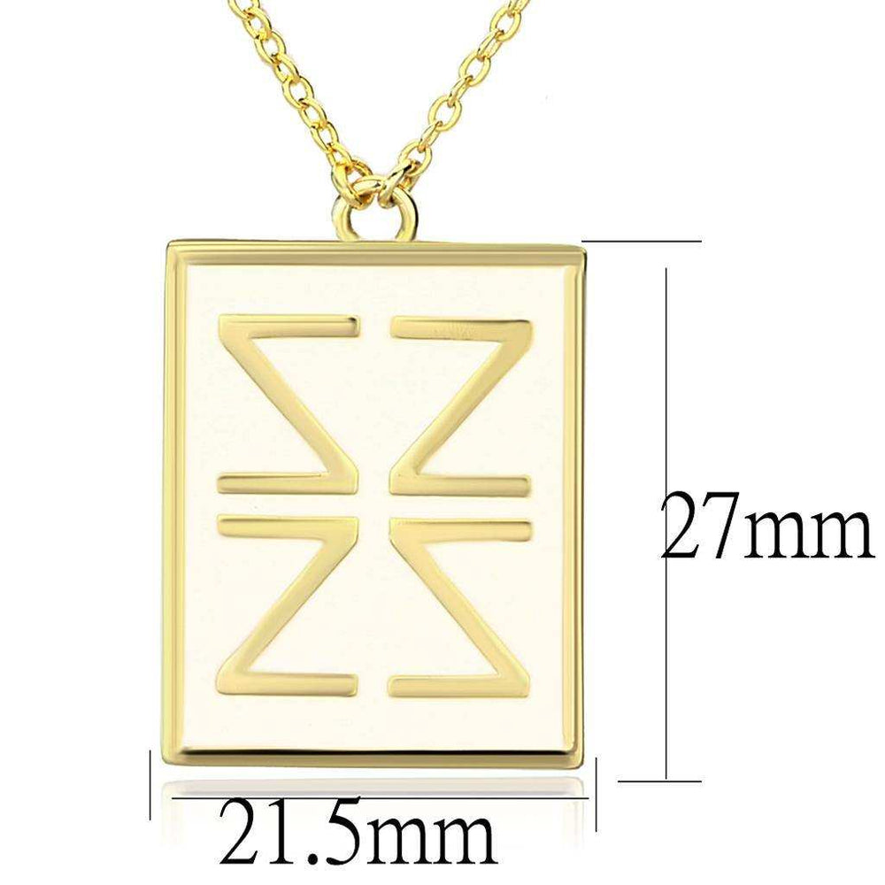 Alamode Gold Brass Chain Pendant with Epoxy in White - Alamode - Flyclothing LLC