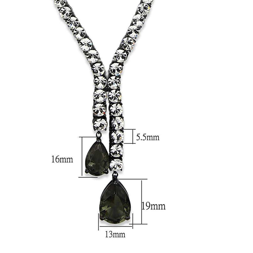 Alamode Ruthenium Brass Necklace with Synthetic Synthetic Glass in Black Diamond - Alamode - Flyclothing LLC