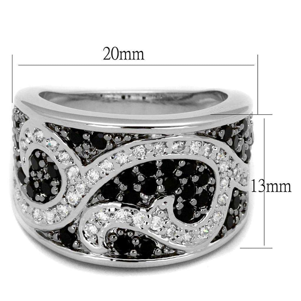 Alamode Rhodium + Ruthenium Brass Ring with AAA Grade CZ in Black Diamond - Alamode - Flyclothing LLC
