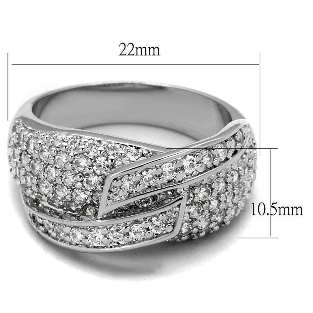 Alamode Rhodium Brass Ring with AAA Grade CZ in Clear - Alamode - Flyclothing LLC
