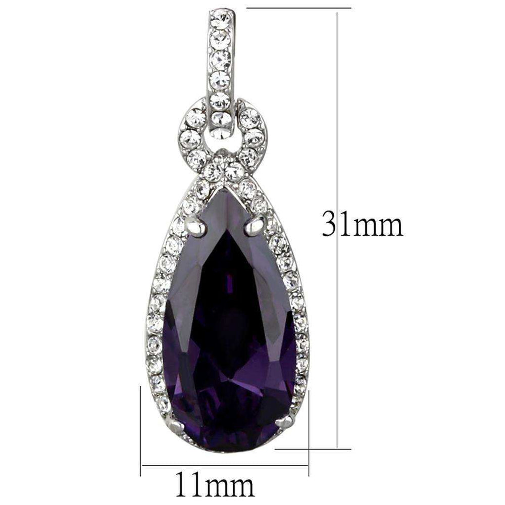 Alamode Rhodium Brass Earrings with AAA Grade CZ in Amethyst - Alamode - Flyclothing LLC