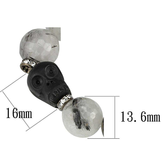 Alamode Ruthenium Brass Bracelet with Synthetic Onyx in Multi Color - Alamode - Flyclothing LLC