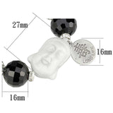 Alamode Antique Silver White Metal Bracelet with Synthetic Synthetic Glass in Jet - Alamode - Flyclothing LLC