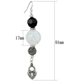 Alamode Antique Silver White Metal Earrings with Synthetic Synthetic Glass in Jet - Alamode - Flyclothing LLC
