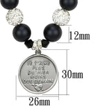 Alamode Antique Silver White Metal Necklace with Synthetic Glass Bead in Jet - Alamode - Flyclothing LLC