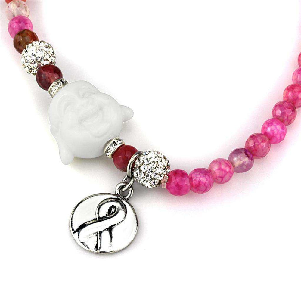 Alamode Antique Silver White Metal Necklace with Synthetic Glass Bead in Multi Color - Alamode - Flyclothing LLC