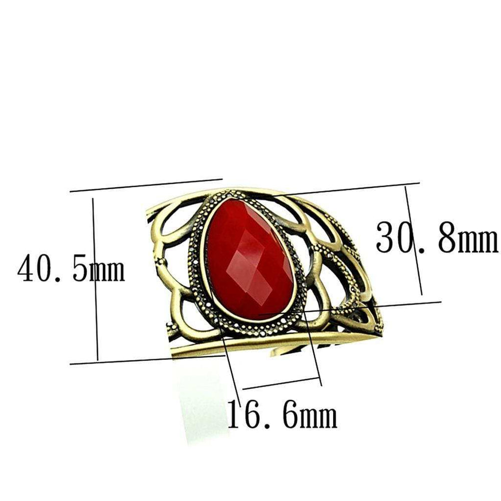 Alamode Antique Copper Brass Bangle with Synthetic Synthetic Stone in Siam - Alamode - Flyclothing LLC