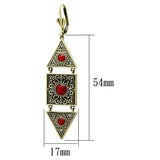 Alamode Antique Copper Brass Earrings with Synthetic Synthetic Glass in Siam - Alamode - Flyclothing LLC