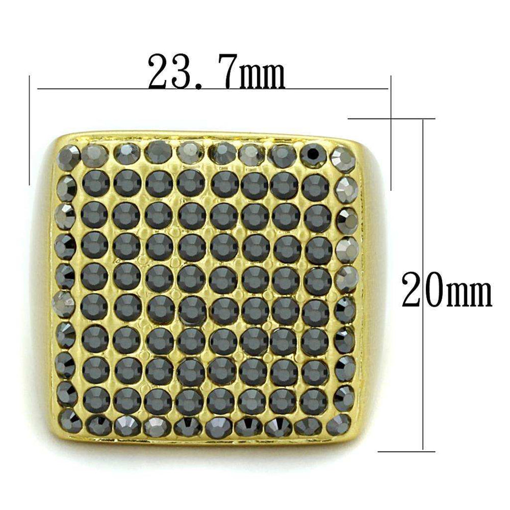 Alamode Gold & Brush Brass Ring with Top Grade Crystal in Hematite - Alamode - Flyclothing LLC