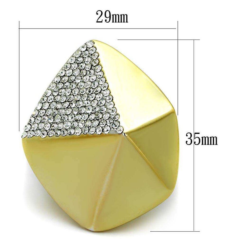 Alamode Gold+Rhodium Brass Ring with Top Grade Crystal in Clear - Alamode - Flyclothing LLC