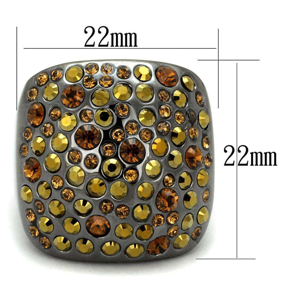 Alamode TIN Cobalt Black Brass Ring with Top Grade Crystal in Multi Color - Alamode - Flyclothing LLC