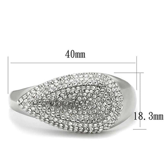 Alamode Rhodium Brass Ring with Top Grade Crystal in Clear - Alamode - Flyclothing LLC