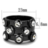 Alamode TIN Cobalt Black Brass Ring with Top Grade Crystal in Clear - Alamode - Flyclothing LLC