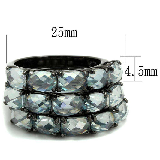 Alamode TIN Cobalt Black Brass Ring with Top Grade Crystal in Black Diamond - Alamode - Flyclothing LLC