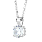 Alamode Rhodium Brass Chain Pendant with AAA Grade CZ in Clear - Alamode - Flyclothing LLC