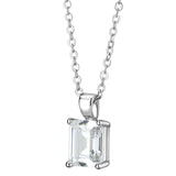 Alamode Rhodium Brass Chain Pendant with AAA Grade CZ in Clear - Alamode - Flyclothing LLC