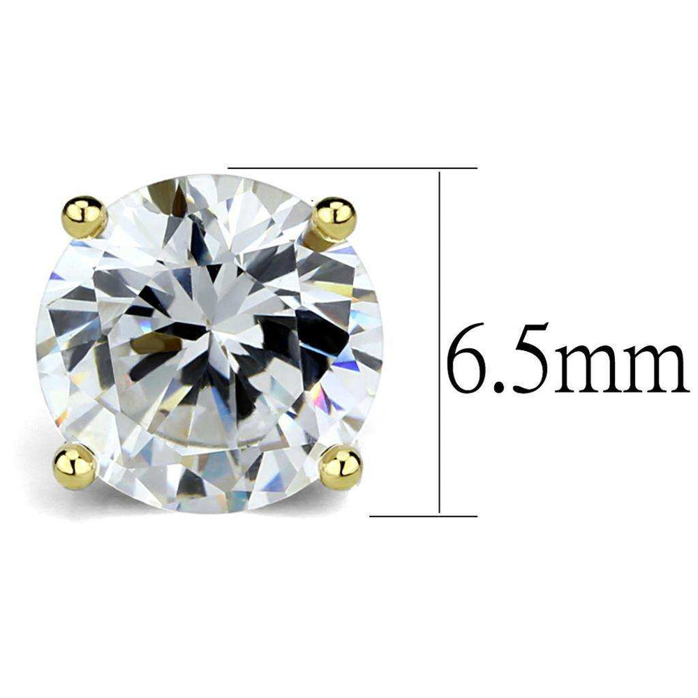 Alamode Gold Brass Earrings with AAA Grade CZ in Clear - Alamode - Flyclothing LLC